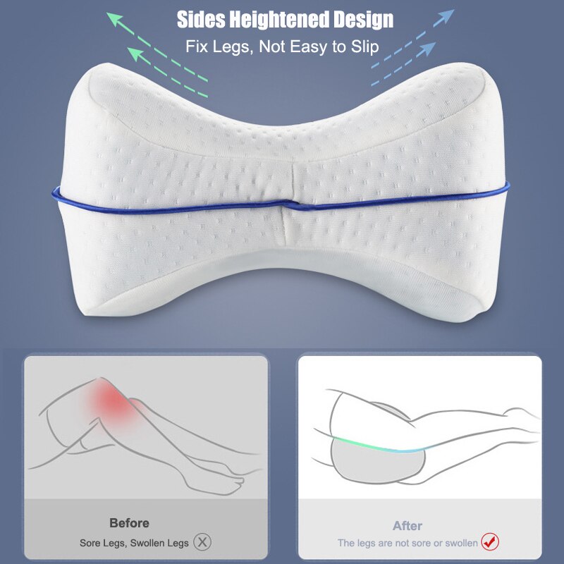 Leg Pillow Sleeping Orthopedic Sciatica Home Memory Foam Cotton Leg Pillows With Side Sleeping Legs Pressure Relief Curved Edges
