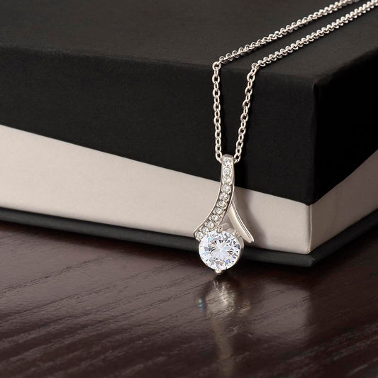 Glimmering Elegance: Ribbon Pendant Necklace in 14k White Gold or 18k Yellow Gold – A Timeless Gift