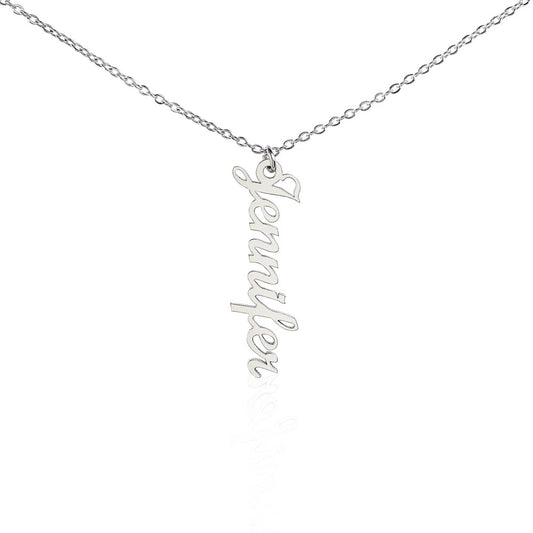 Signature Style: Personalized Vertical Name Necklace - A Customized Gift of Elegance in Stainless Steel or 18K Yellow Gold