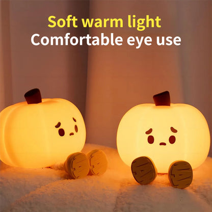 Home Decor Halloween Pumpkin Night Light Cute Soft Silicone Lamp Touch  Dimmable Rechargeable Bedside Decor Light Kids Gifts Halloween Decorations