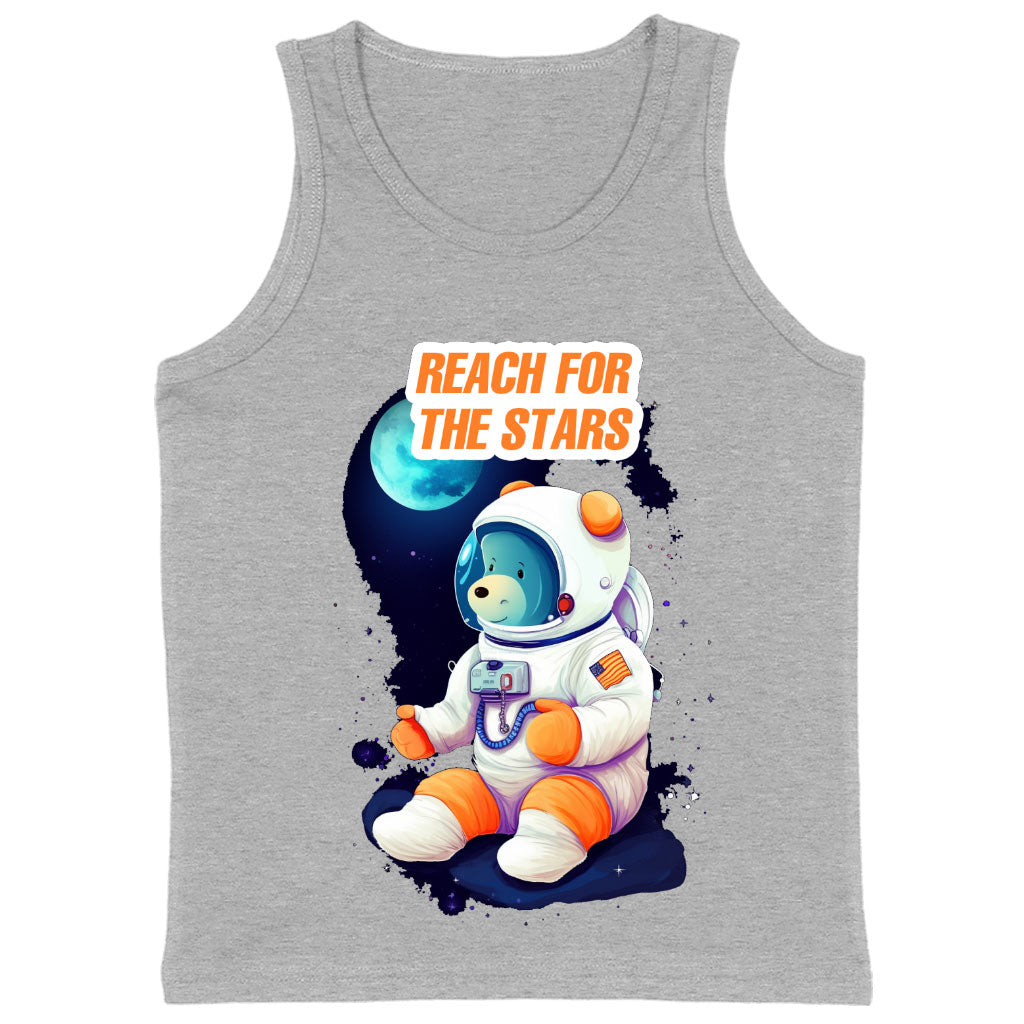 Reach for the Stars Kids' Jersey Tank - Bear Design Sleeveless T-Shirt - Art Kids' Tank Top