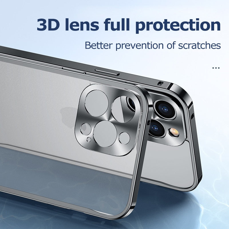 Luxury Metal Frame Lens Protection For iPhone 12 13 mini Pro Max Aluminum Matte Translucent Back Cover
