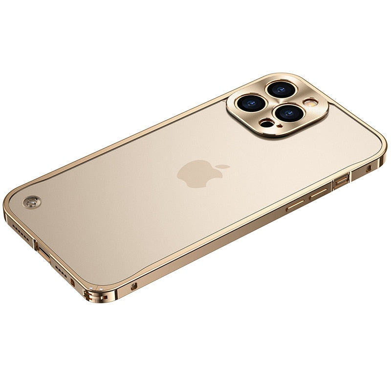 Luxury Metal Frame Lens Protection For iPhone 12 13 mini Pro Max Aluminum Matte Translucent Back Cover