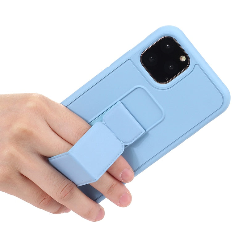 Phone Holder Case For iphone 13 Pro 12pro 12 Mini 11 Pro Max SE X XS Max XR 7 8plus Candy Color Wrist Strap Hand Band Back Cover
