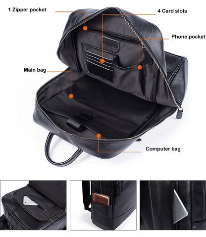WESTAL Anti-theft Men&#39;s Leather Backpack Waterproof 15 Laptop Backpacks Man Travel Backpack School Bags for Teenagers Mochila