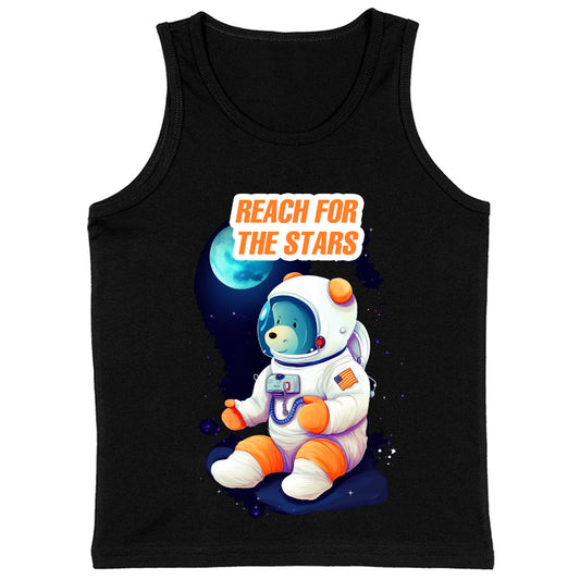Reach for the Stars Kids' Jersey Tank - Bear Design Sleeveless T-Shirt - Art Kids' Tank Top